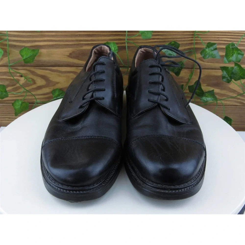 Franco Fortini Sz 10.5 Medium Derby Oxfords‎ Black Leather Men Lace Up Riviera